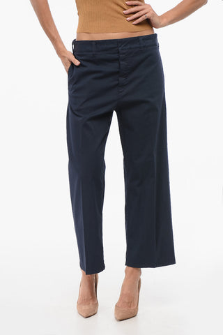 Cropped Cotton-Stretch Trousers with Belt Loops