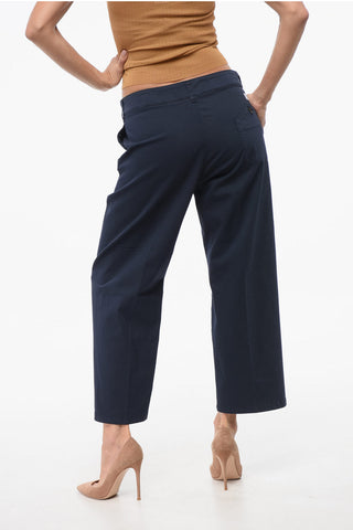 Cropped Cotton-Stretch Trousers with Belt Loops