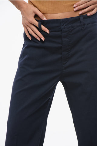 Cropped Cotton-Stretch Trousers with Belt Loops