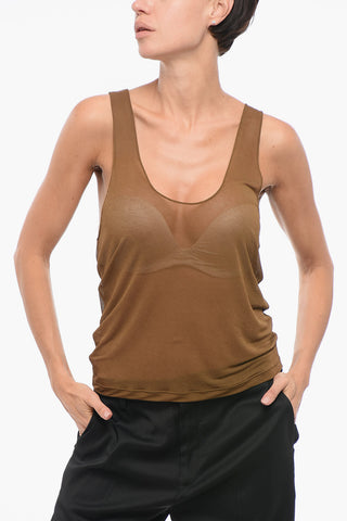 Tank Top in Chiffon con Ampia Scollatura