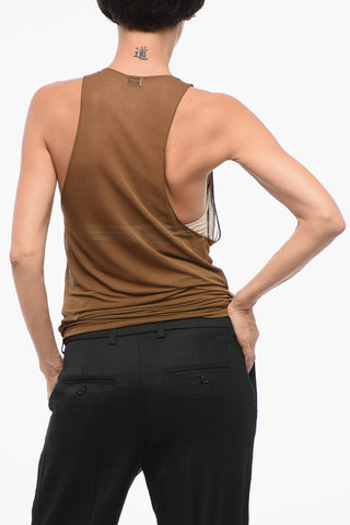 Tank Top in Chiffon con Ampia Scollatura