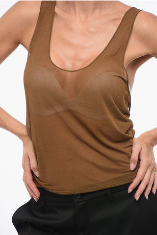 Top aus Chiffon mit weitem Ausschnitt