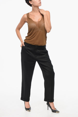 Tank Top in Chiffon con Ampia Scollatura