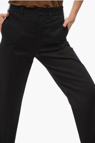 Pantaloni a Gamba Dritta in Cotone Stretch con 2 Tasche