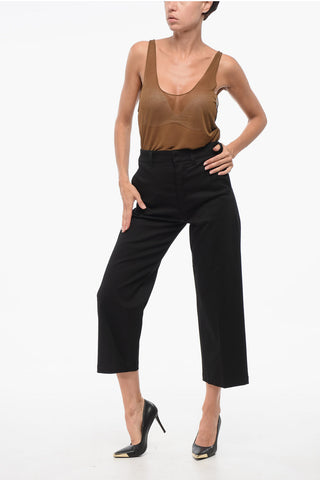 Pantaloni a Gamba Dritta in Cotone Stretch con 2 Tasche