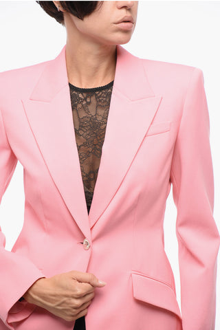 Single Breasted Blazer With Jewel Button