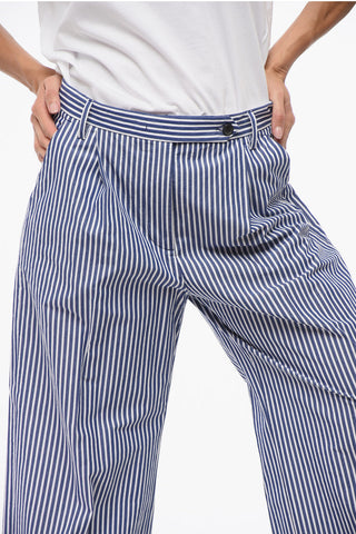 Single-Pleated Wide Leg Striped FAIRMONT Pants
