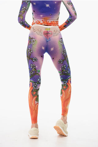 Leggings Sheer con Fantasia Astratta