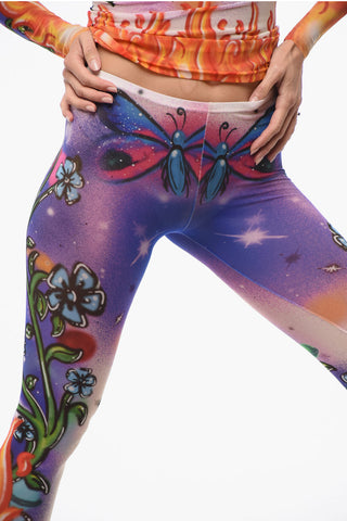 Leggings Sheer con Fantasia Astratta