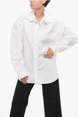 Popeline Cotton Shirt with Unbuttoned Collar
