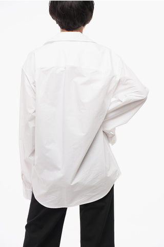 Popeline Cotton Shirt with Unbuttoned Collar