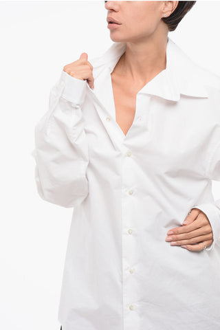 Popeline Cotton Shirt with Unbuttoned Collar