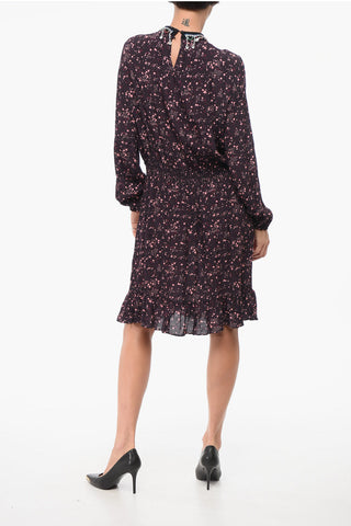 Pleated Dress with Strass Collar