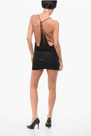 Viscose Lace-Up Mini Dress