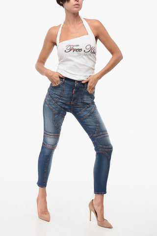 Jeans Skinny con Zip alle Caviglie