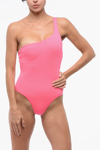 Solid One-Shoulder One-Piece Swimsuit