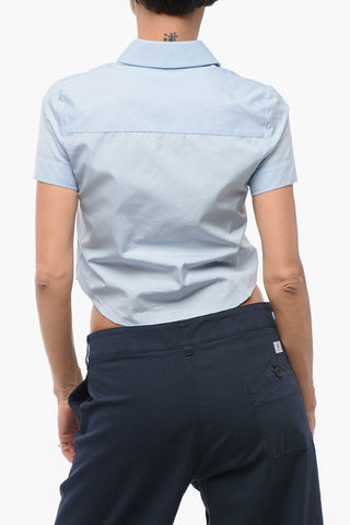 Camicia Crop con Collo Button Down