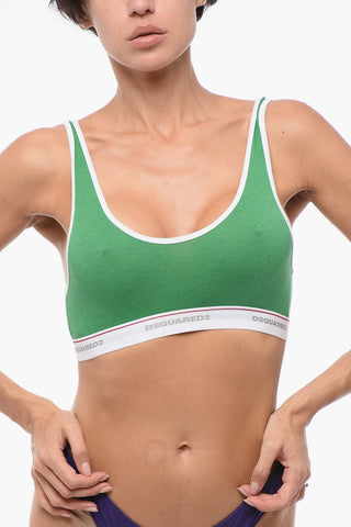 Cotton Sport Bra with Logoed Band
