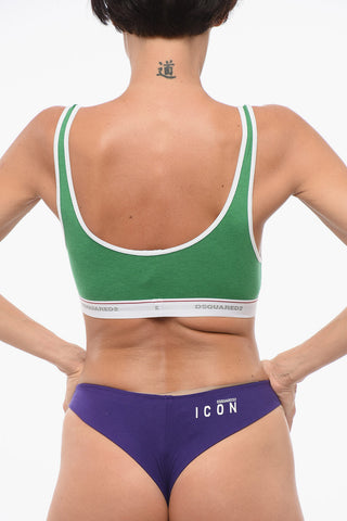 Cotton Sport Bra with Logoed Band