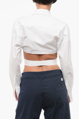 Camicia Crop in Cotone con Dettaglio Lace-up