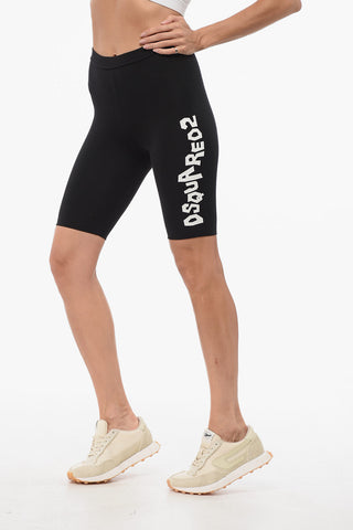 Cotton Stretch Cycling Shorts with Side Logo
