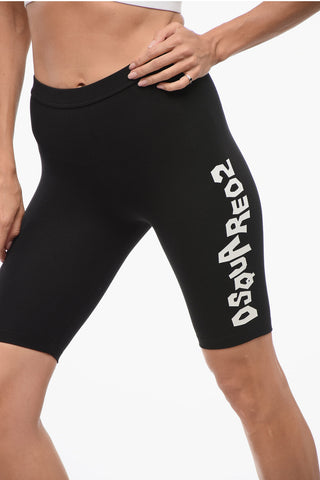Cotton Stretch Cycling Shorts with Side Logo