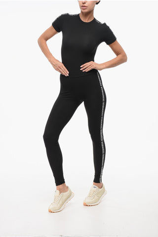 Solid Color Leggings with Logoed Side Bands