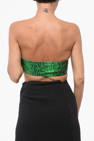 Off-Shoulder-Top aus Leder mit Python-Effekt