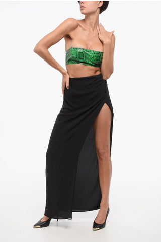Off-Shoulder-Top aus Leder mit Python-Effekt