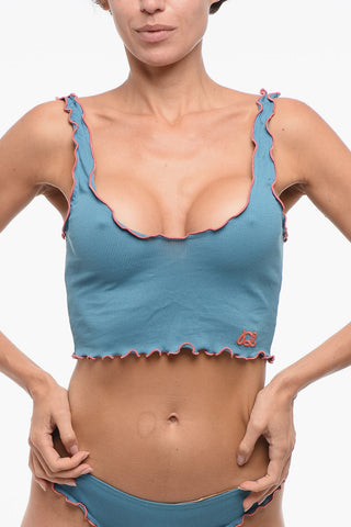 Curled Ribbed Cropped Underwear Top