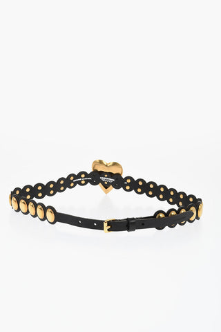 Leather Belt with Gold Metal Details 30mm