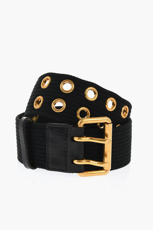 Cintura Grommet in Tessuto con Dettagli Dorati 50mm