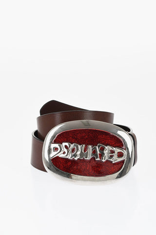 Cintura in Pelle con Fibbia Glitter 40mm