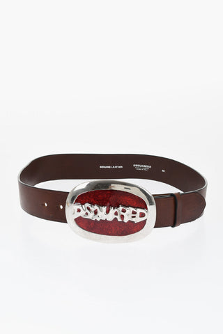 Cintura in Pelle con Fibbia Glitter 40mm