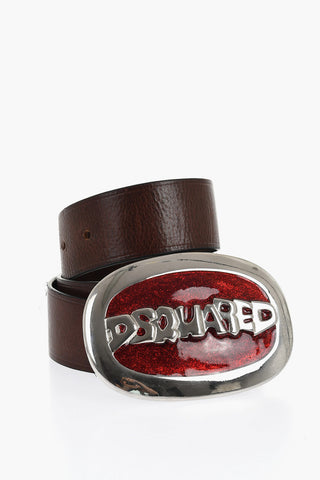 Leather Belt with Glittered Buckle 40mm