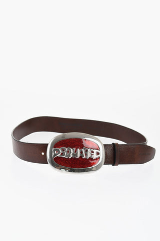 Leather Belt with Glittered Buckle 40mm