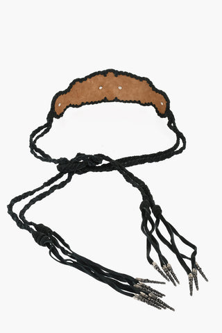 Wide DREAMCATCHER Suede and Metal Belt Embellished with Crystals 10cm