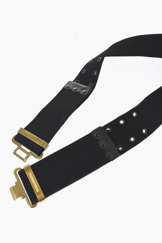 Fabric Grommet Belt with Gold Details 55mm