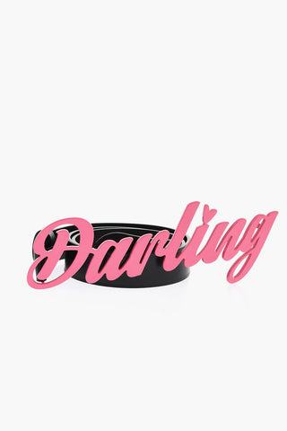 Leather DARLING Belt with Enamelled Lettering Buckle 30mm