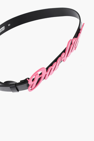 Leather DARLING Belt with Enamelled Lettering Buckle 30mm