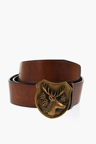 Ledergürtel mit goldener Platten-Schnalle 40mm