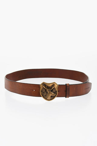 Ledergürtel mit goldener Platten-Schnalle 40mm