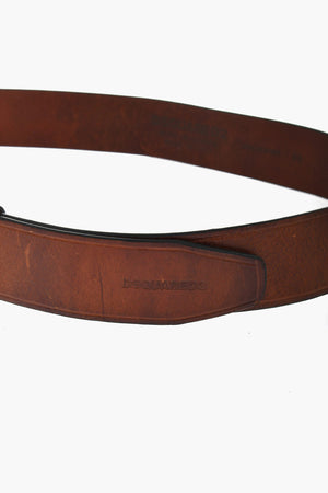 Leather Belt with Gold-Plate Buckle 40mm