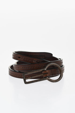 Solid Color Leather Skinny Belt 10mm