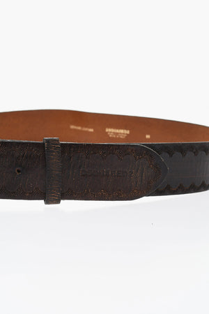 Leather Belt 40mm with Embossed Decorative Motif