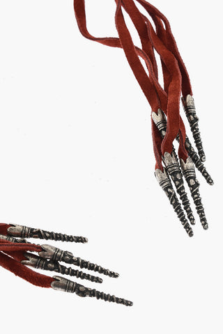 Suede and Metal Wide Belt DREAMCATCHER Embellished with Crystals 10cm