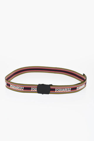 Multicolor Striped Fabric Belt with Military Buckle 40mm 
