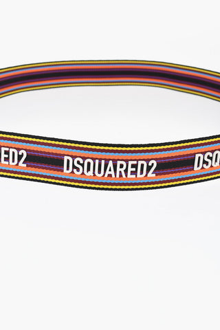 Multicolor Striped Fabric Belt with Military Buckle 40mm 