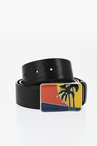 Leather ALOHA SPIRIT Belt with Enamelled Buckle 35mm