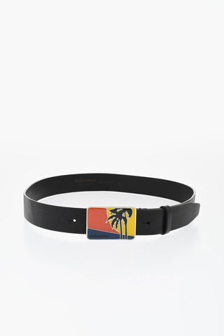 Leather ALOHA SPIRIT Belt with Enamelled Buckle 35mm